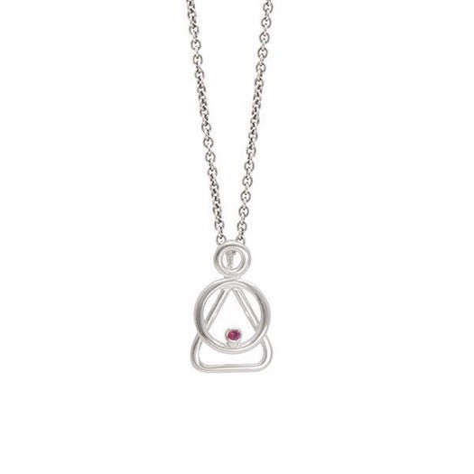 Heiring Mor og Barn vedhæng i sølv med rubin (0,02 ct) – symbolsk design i sølv med rød sten.